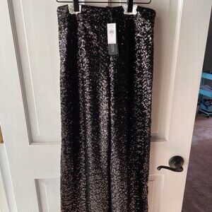 NWT Sequined Black Wide Leg Pants Banana Republic Size XS